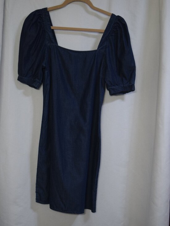 EXPRESS Denim Puff Sleeve Shift Dress, size s/p - Picture 1 of 6